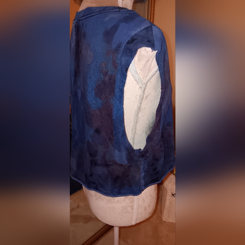 FP Movement by Free People ~ Navy Tie-Dye Oversized Active Crop Top XS - Picture 3 of 12